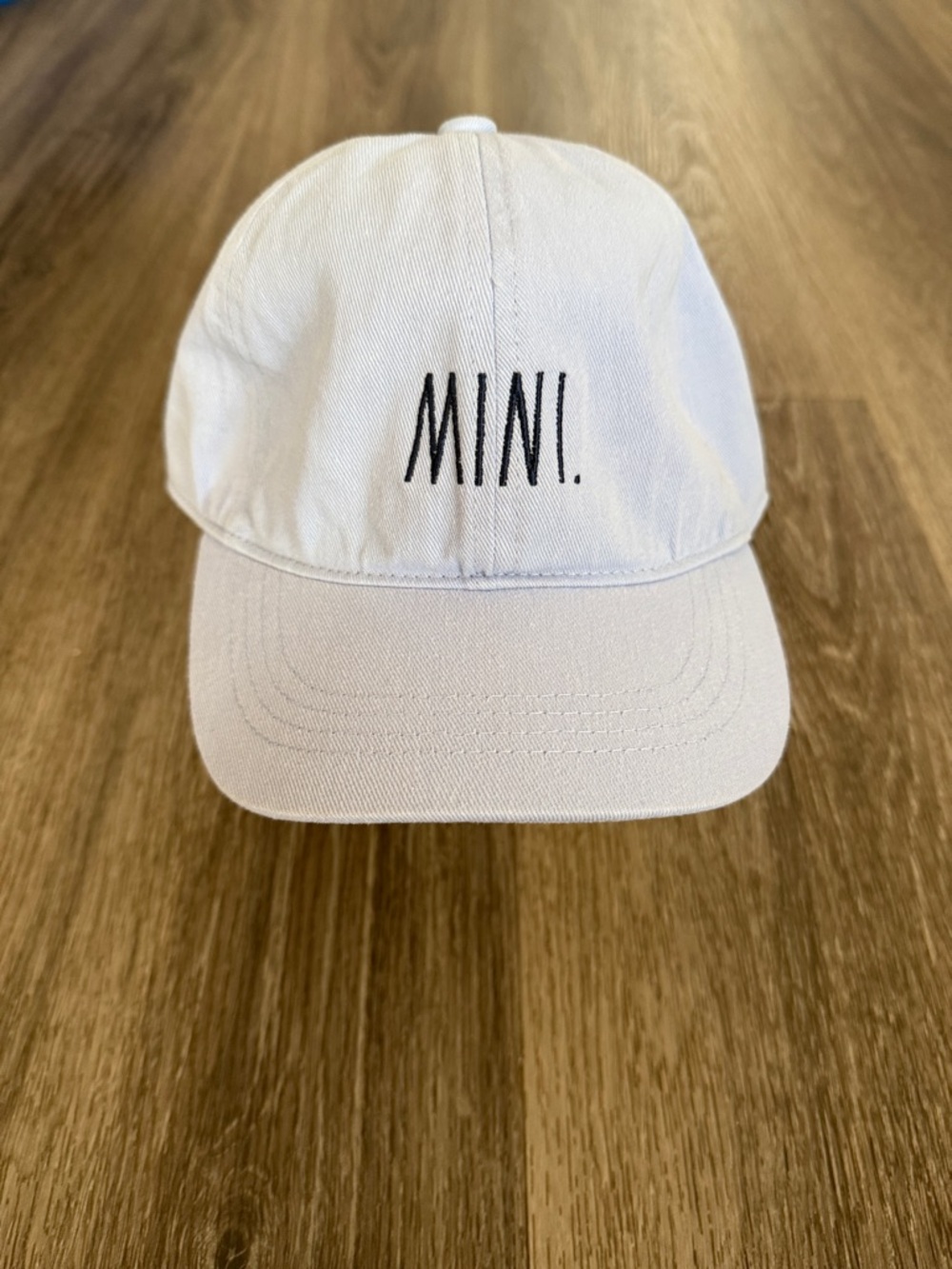 Rae Dunn Light Blue Kids Hat with Black MINI. Embroidery